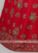 Silk Choli Suit In Dark Rani Color